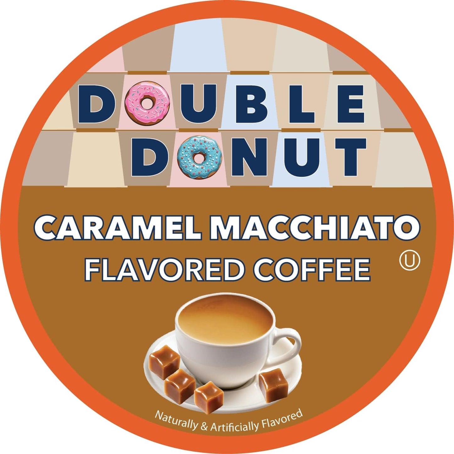 Double Donut Caramel Macchiato Flavored Coffee Pods - Caramel Coffee in Single Serve Coffee Pods for the Keurig K Cups Coffee Brewers, Medium Roast