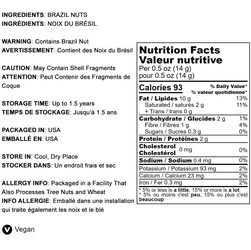Food to Live Dry Roasted Brazil Nuts, 2 Pounds - Unsalted, Whole, Oven Roasted Brazilian Nuts, No Oil Added, Shelled, Vegan, Kosher, Bulk. Good Source