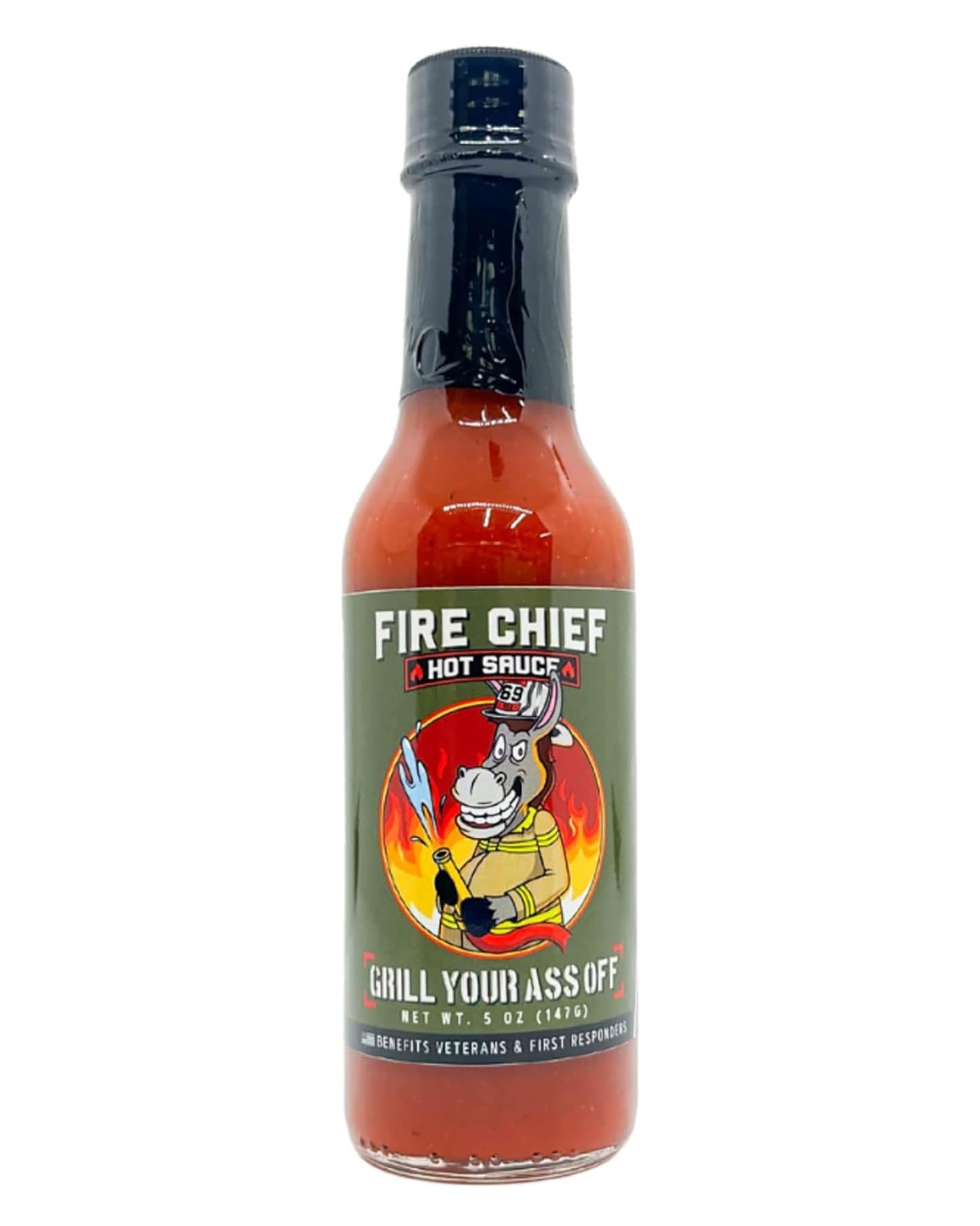 Grill Your As* Off Fire Chief Hot Sauce - 5oz Savory & Spicy Gourmet Sauce Made with Pure Peppers & Bold Spices - Best Hot Sauce for Tacos, Burgers