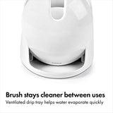 OXO Good Grips Compact Toilet Brush & Canister, Toilet Bowl Brush and Holder with Automatic Canister Door, Bathroom and Small Spaces Cleaning Supplies