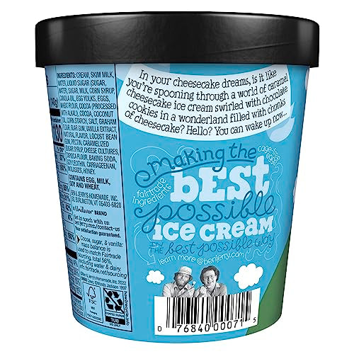 Ben & Jerry's Caramel Chocolate Cheesecake Ice Cream Pint Non-GMO 16oz