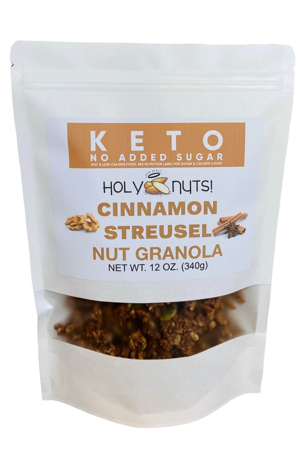 Holy Nuts Keto Food Low Carb Granola - Cereal Snack - Paleo Friendly - Ketogenic Breakfast Nut Foods - Low Sugar, Grain & Gluten Free Healthy Travel