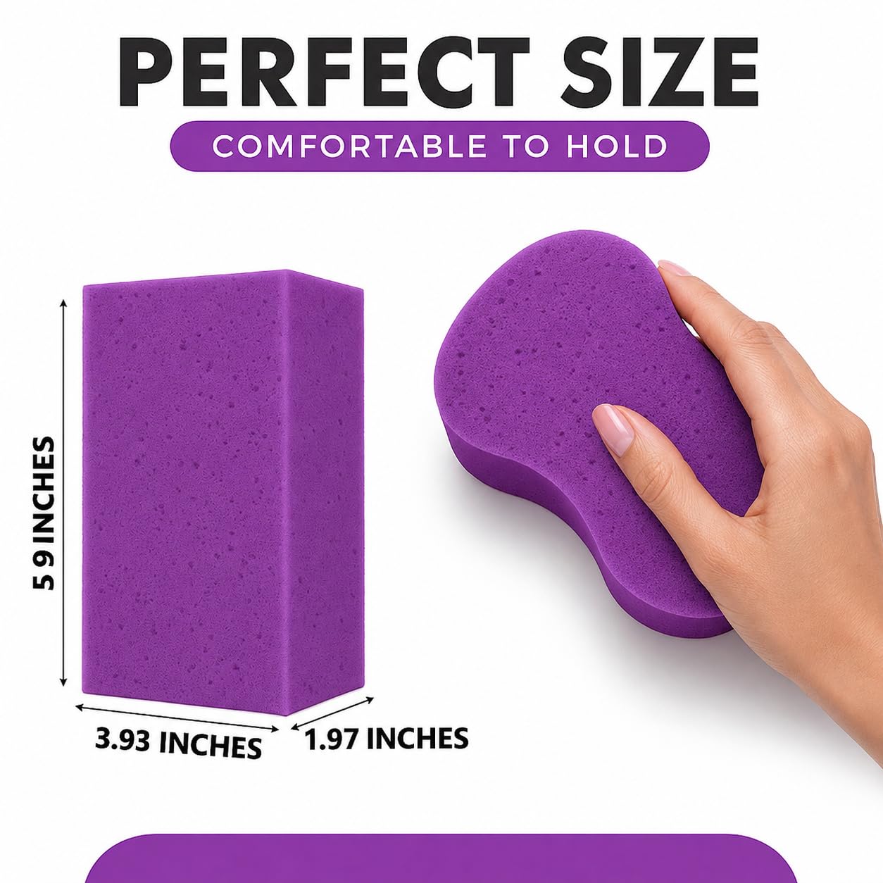 Multi-Purpose Sponges for Cleaning - Purple 2 Pack, Large Sponges for Car Washing, Tile & Grout, All Purpose Cleaning
