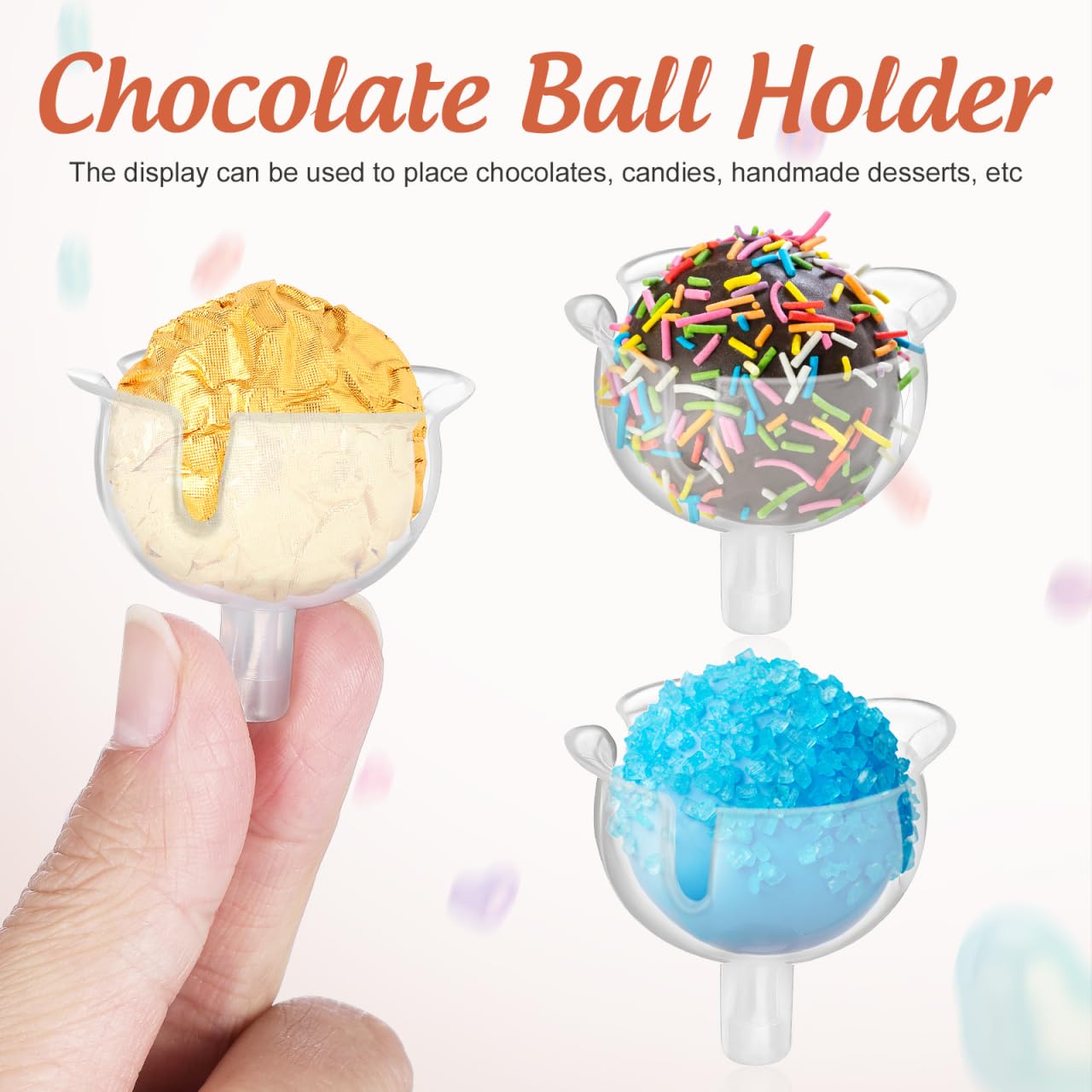 60 Chocolate Bouquet Holders, Clear Flower Arrangement Bases