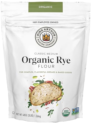 King Arthur Organic Medium Rye Flour - 3 lbs for Complex Flavorful Breads & Baked Goods - 100% US Grown & Milled - Non-GMO Project Verified - Robust