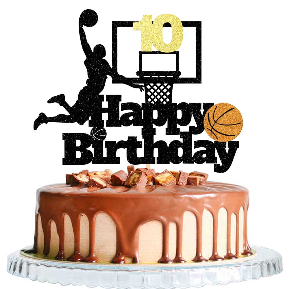 Basketball Happy 10th Birthday Cake Topper-Basketball Themed Birthday Party Cake Decoration-10 Years Birthday Party Supplies (10th)