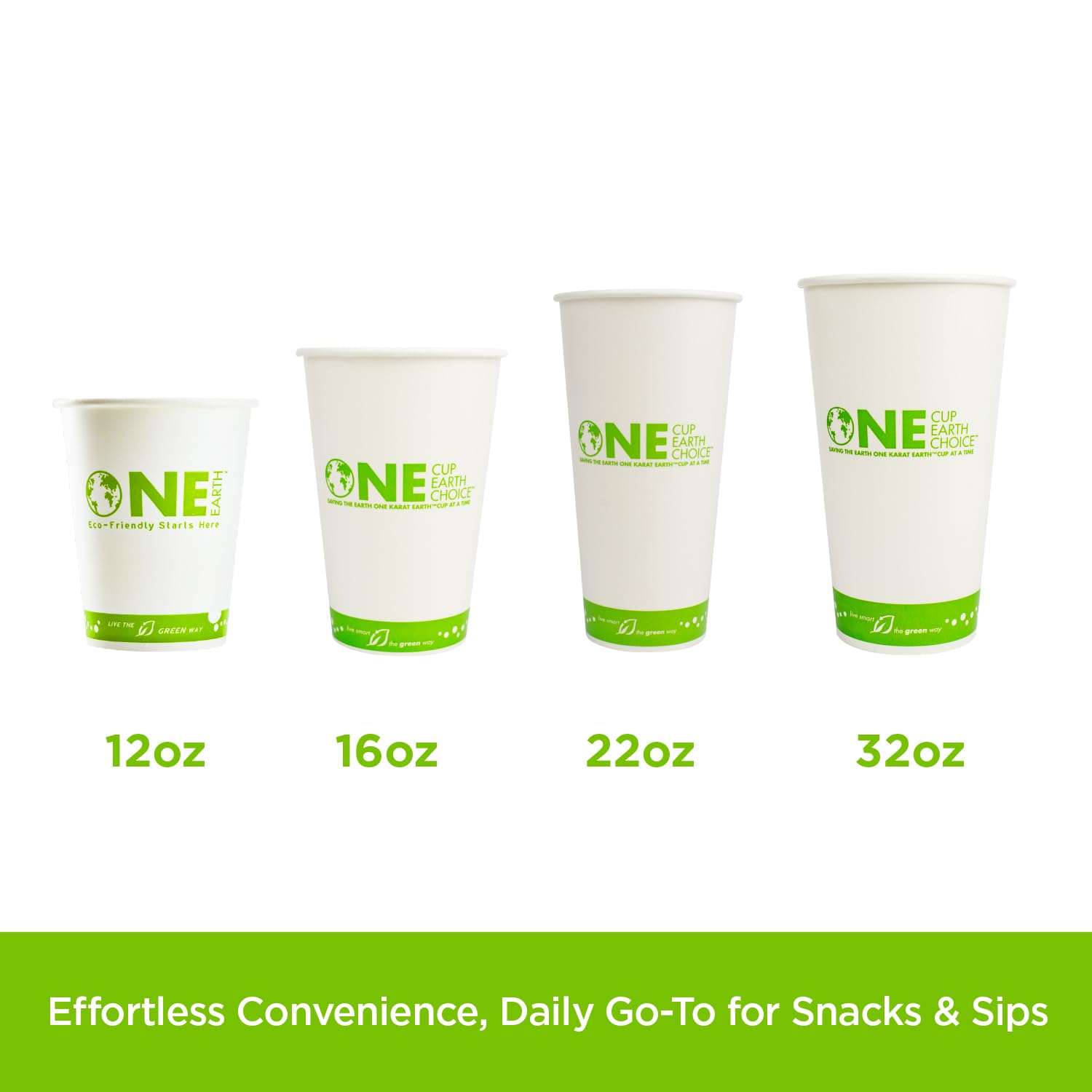 KARAT EARTH [1,000 ct - 22 oz Disposable Paper Cups, PLA Lining Cold Cups for Iced Tea, Coke, Soda, Cold Beverages and More | Green Line