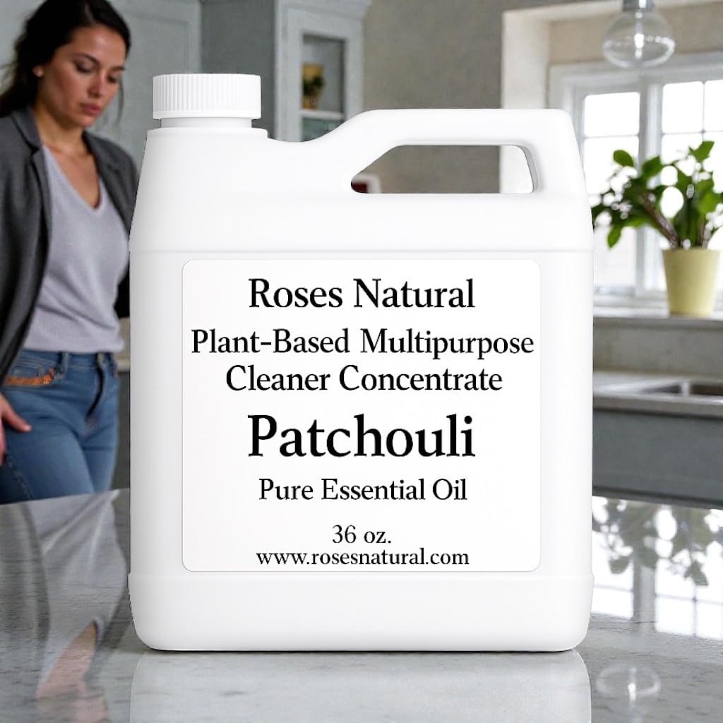 Roses Natural Patchouli Multipurpose Cleaner Concentrate, 36 oz | Plant-Based, Non-Toxic, Biodegradable | Streak-Free Cleaning for Kitchen, Bathroom