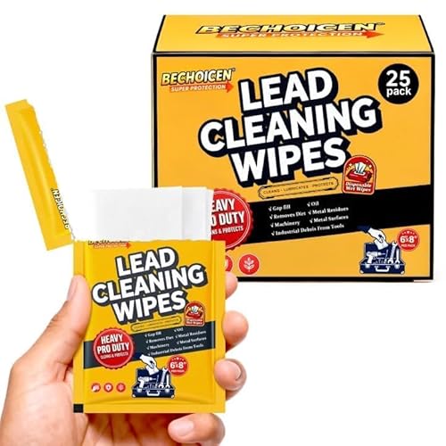 BECHOICEN Lead Cleaning Wipes, 25 Count Individually Wrapped Wipes, Disposable Hand and Surface Cleaning Wipes for Range Bags, Tools, Outdoor Gear