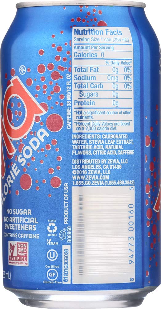 Zevia Soda, Cherry Cola, Zero Cal 12 oz. 6-Count (Pack of 4)