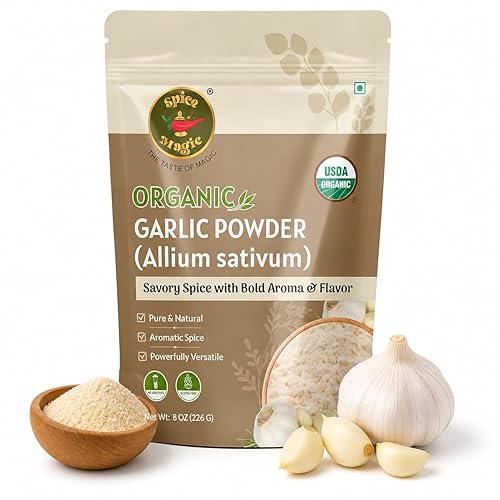 Spice Magic Organic Garlic Powder (Allium sativum),8 oz (226 g) | Finely Ground & Aromatic | Lab Tested,No ETO & Additive-Free | Premium Garlic