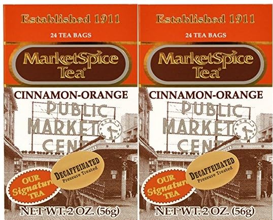 MARKETSPICE DECAFFEINATED CINNAMON-ORANGE TEA- TWO PACK