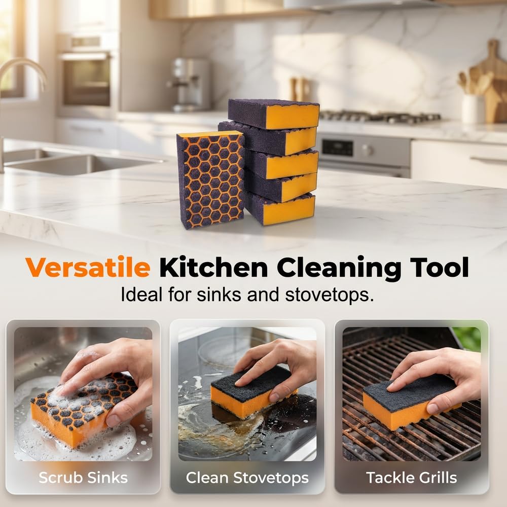 Sponge Eraser, Multi-Functional Cleaning Erasers, Shower & Tub Scrubber Sponge for Bathroom, Floor & Home Cleaning (3pc)