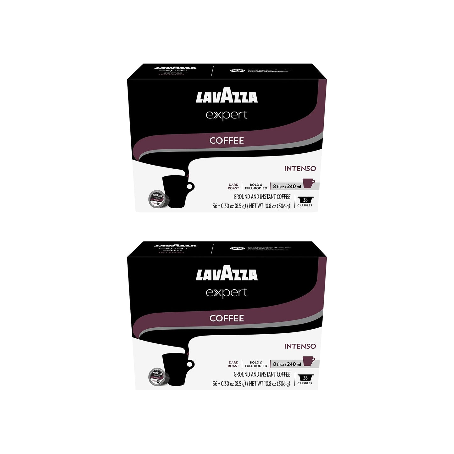 Lavazza Expert Intenso Coffee Capsules, Dark Roast, Arabica and Robusta Blend, Compatible with Lavazza Classy Plus Machine (72 Capsules)