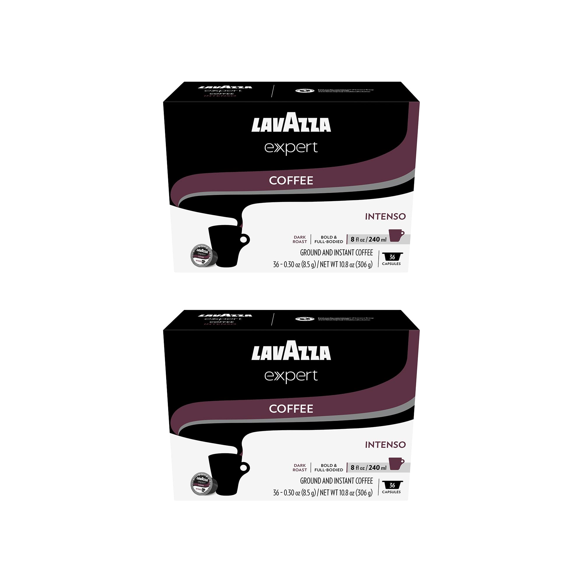 Lavazza Expert Intenso Coffee Capsules, Dark Roast, Arabica and Robusta Blend, Compatible with Lavazza Classy Plus Machine (72 Capsules)