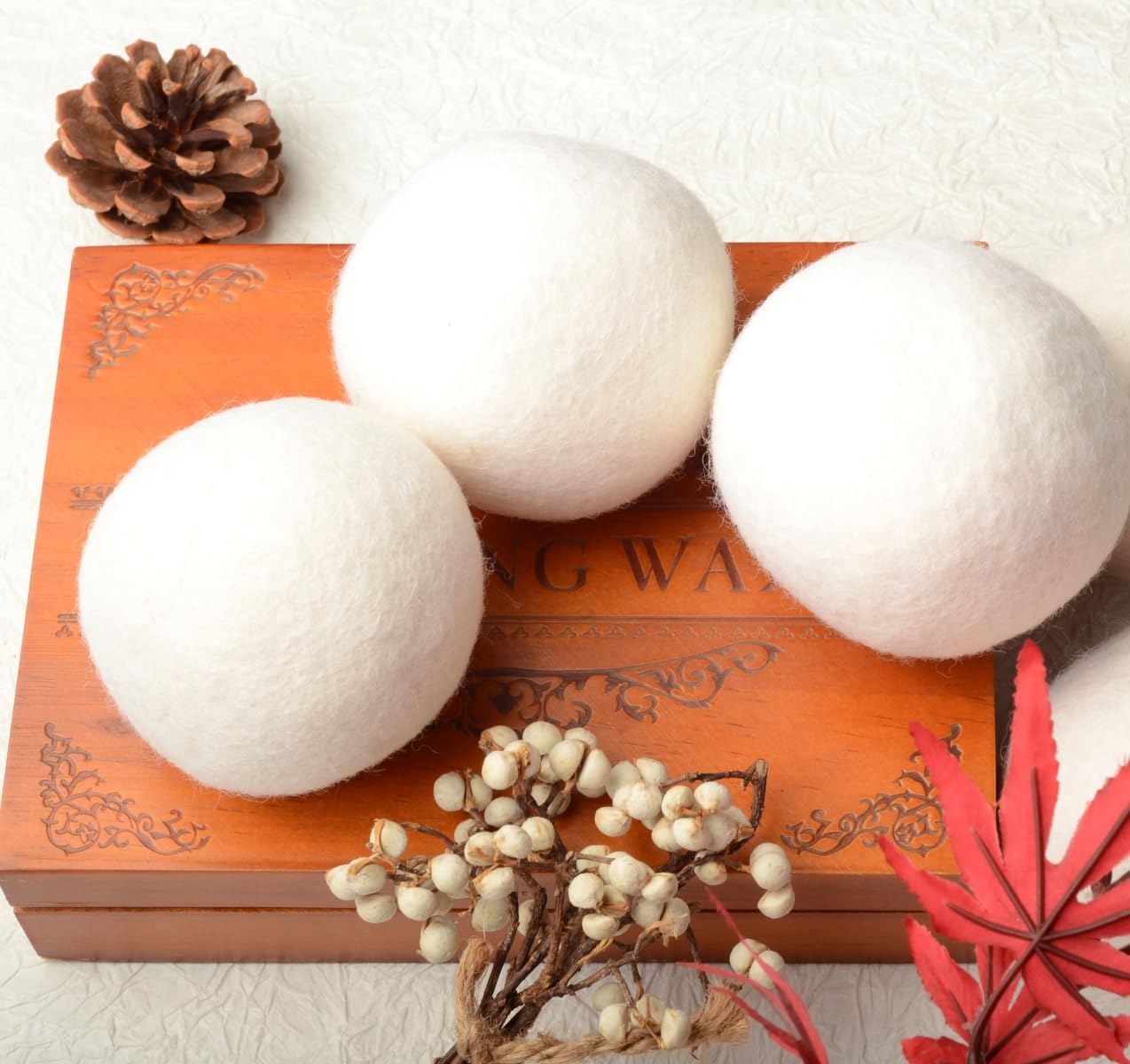 Chuanghe&LP XL Wool Dryer Balls, Natural Fabric Softener, Reusable, Reduces Wrinkles, Saves Drying Time (6), White