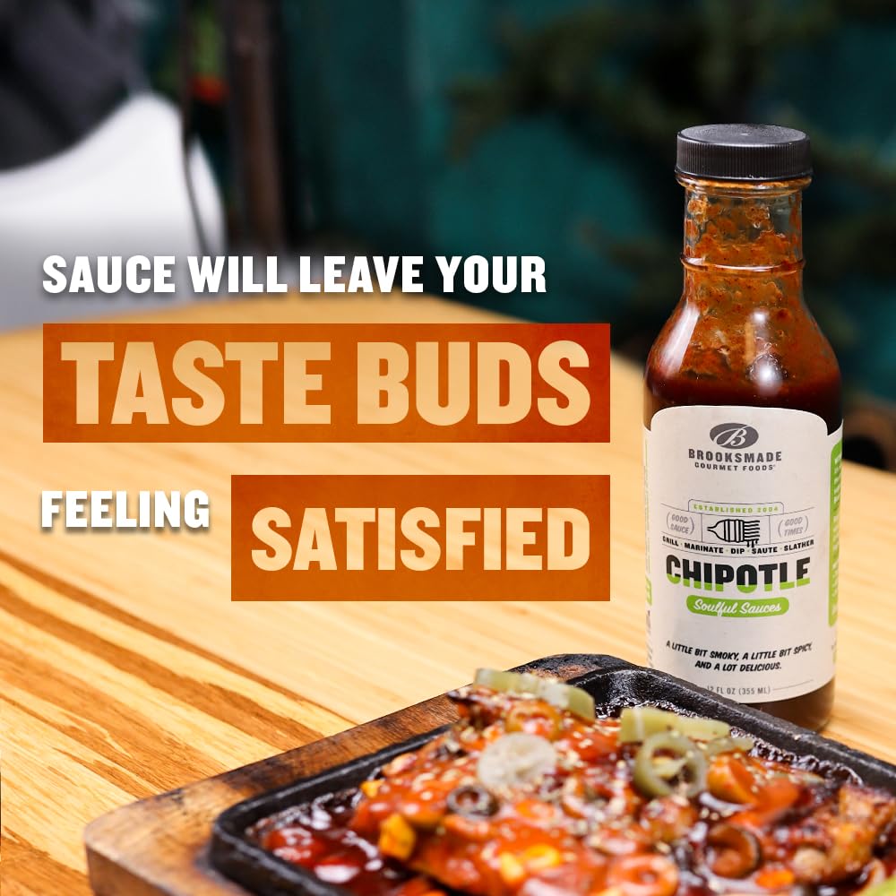 Brooksmade Gourmet Foods Soulful Sauces, Chipotle BBQ Sauce & Marinade, Gluten Free, No High Fructose Corn Syrup, 12 oz