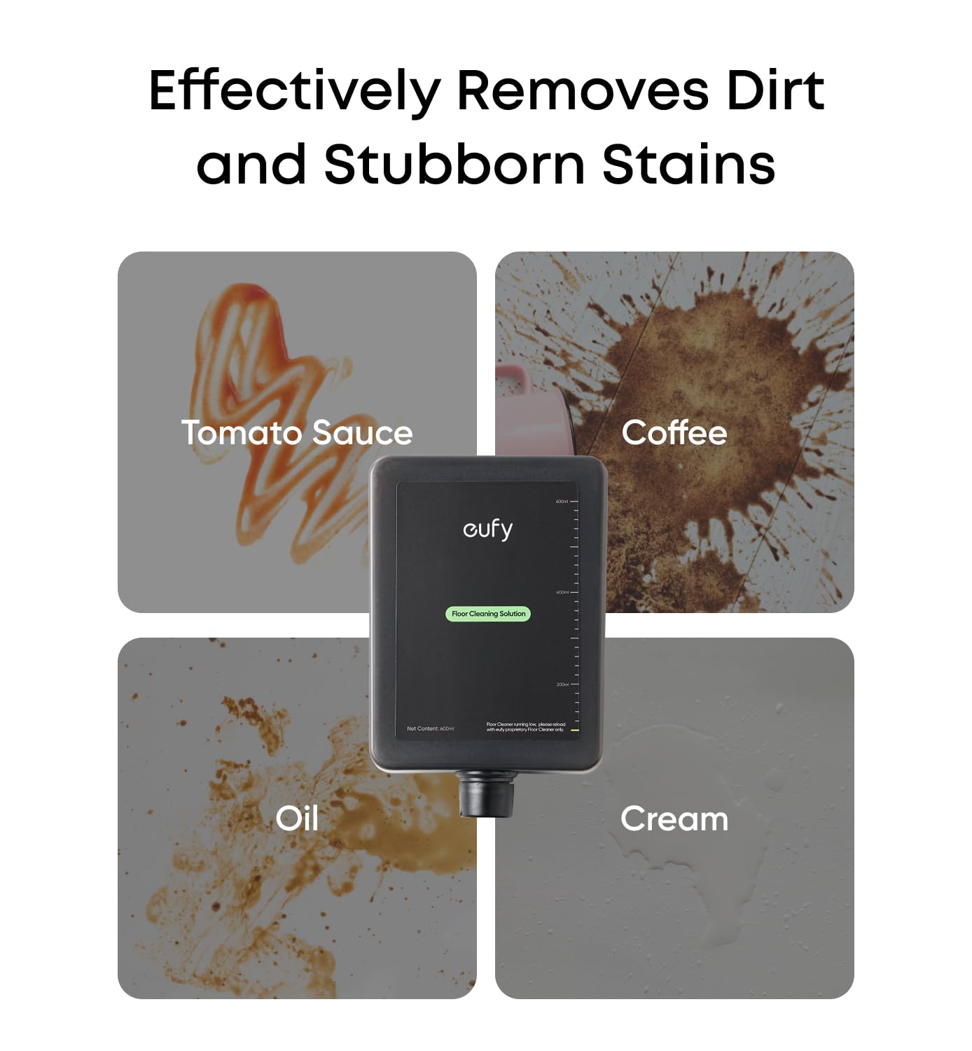 eufy Official Hard Floor Cleaner Accessories for Omni S2, Gentle Ingredients, Low-scent, Suitable for Various Surfaces, 1 Bottle