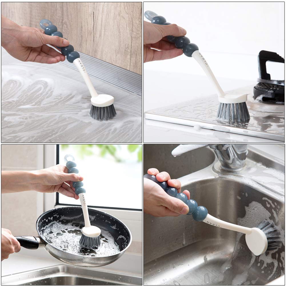 Multi-Purpose Scrub Brush Set - 4 Pack Kitchen Cleaning Brushes with Stiff Bristles for Dishes, Pots, Pans, Sink & Bottles - Dish Brush with Ergonomic