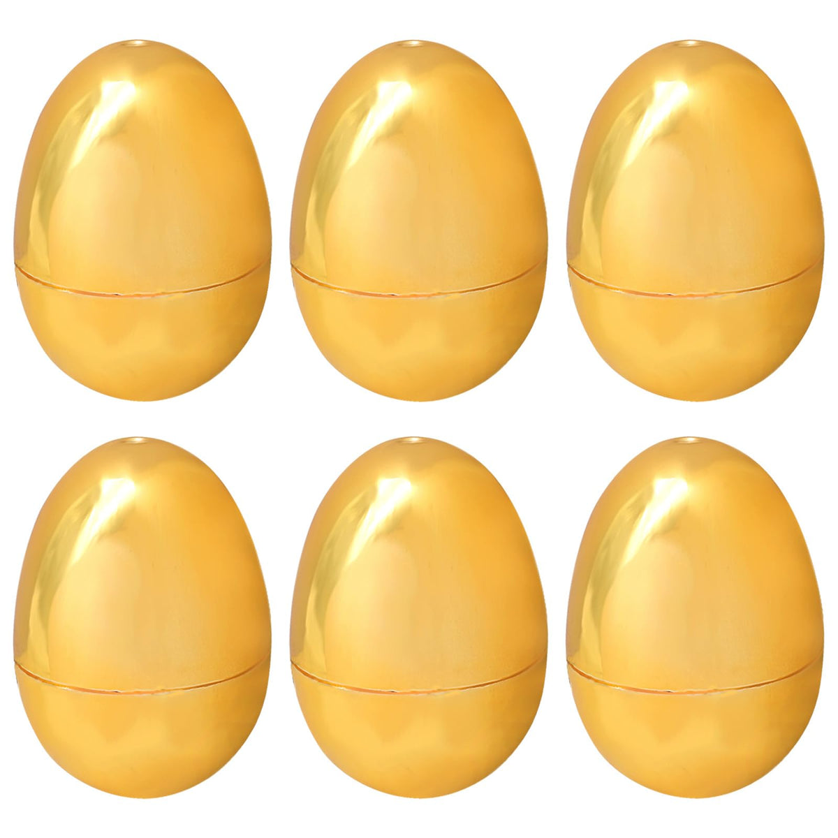 inheming 6 PCS Gold Eggs, Empty Plastic Easter Eggs, Fillable Eggs for Candy, Chocolate, Money and Stuff, Easter Egg Hunts