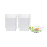 Restaurantware 10 Ounce Square Bowls 100 Disposable Serving Bowls - Heavy-Duty Premium Clear Plastic Salad Bowls For Parties Catering Or Buffets Serve