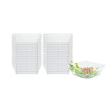 Restaurantware 10 Ounce Square Bowls 100 Disposable Serving Bowls - Heavy-Duty Premium Clear Plastic Salad Bowls For Parties Catering Or Buffets Serve