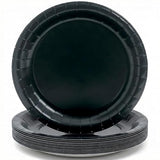 Fun Express Black Round Paper Dinner Plates - Stylish, Round, Solid Tableware for Parties & Events - Perfect for Serving Appetizers, Main Dishes - 24
