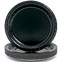 Fun Express Black Round Paper Dinner Plates - Stylish, Round, Solid Tableware for Parties & Events - Perfect for Serving Appetizers, Main Dishes - 24