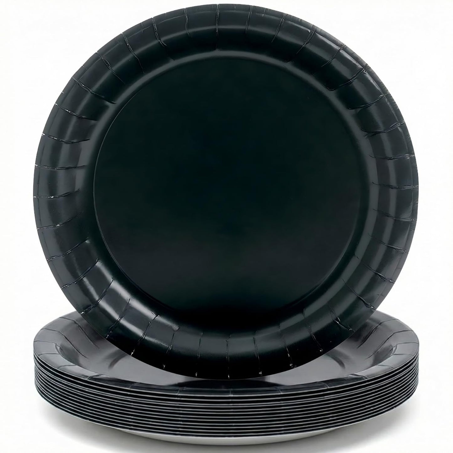 Fun Express Black Round Paper Dinner Plates - Stylish, Round, Solid Tableware for Parties & Events - Perfect for Serving Appetizers, Main Dishes - 24