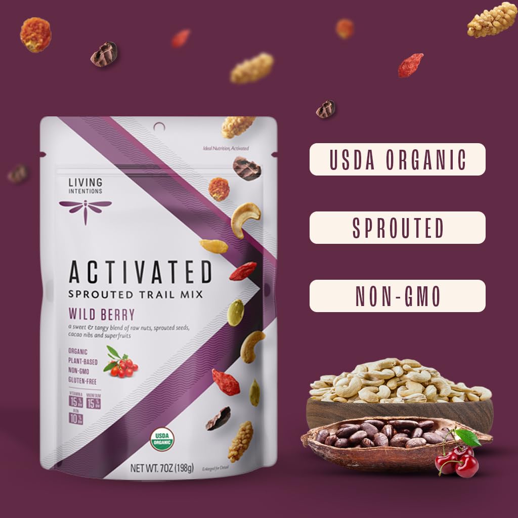 Living Intentions Organic Wild Berry Trail Mix - NonGMO - Gluten Free - Vegan - Paleo - 7 Oz