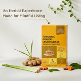 Turmeric Ginger Lemongrass Tea Bags | Aromatic Herbal Blend | Caffeine-Free, Refreshing & Natural | 60g (2g-30 Pyramid Tea bags)