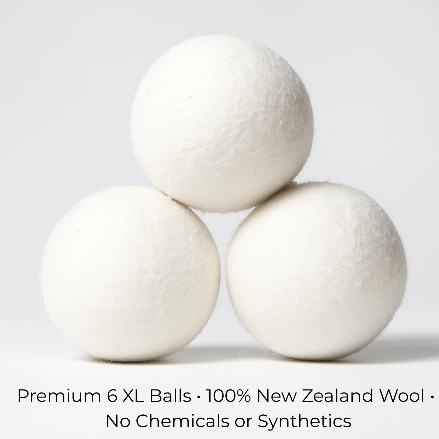 Premium Wool Dryer Balls - XL 6-Pack, 100% New Zealand Wool, Organic & Reusable, Natural Fabric Softener Alternative, Reduces Static, Wrinkles