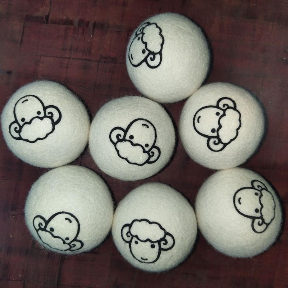 2Pcs Wool Dryer Balls, Natural Fabric Softener, Reusable Laundry Balls for Pet Hair Removal, Static Reducer Alternative, Reduces Wrinkles and Drying
