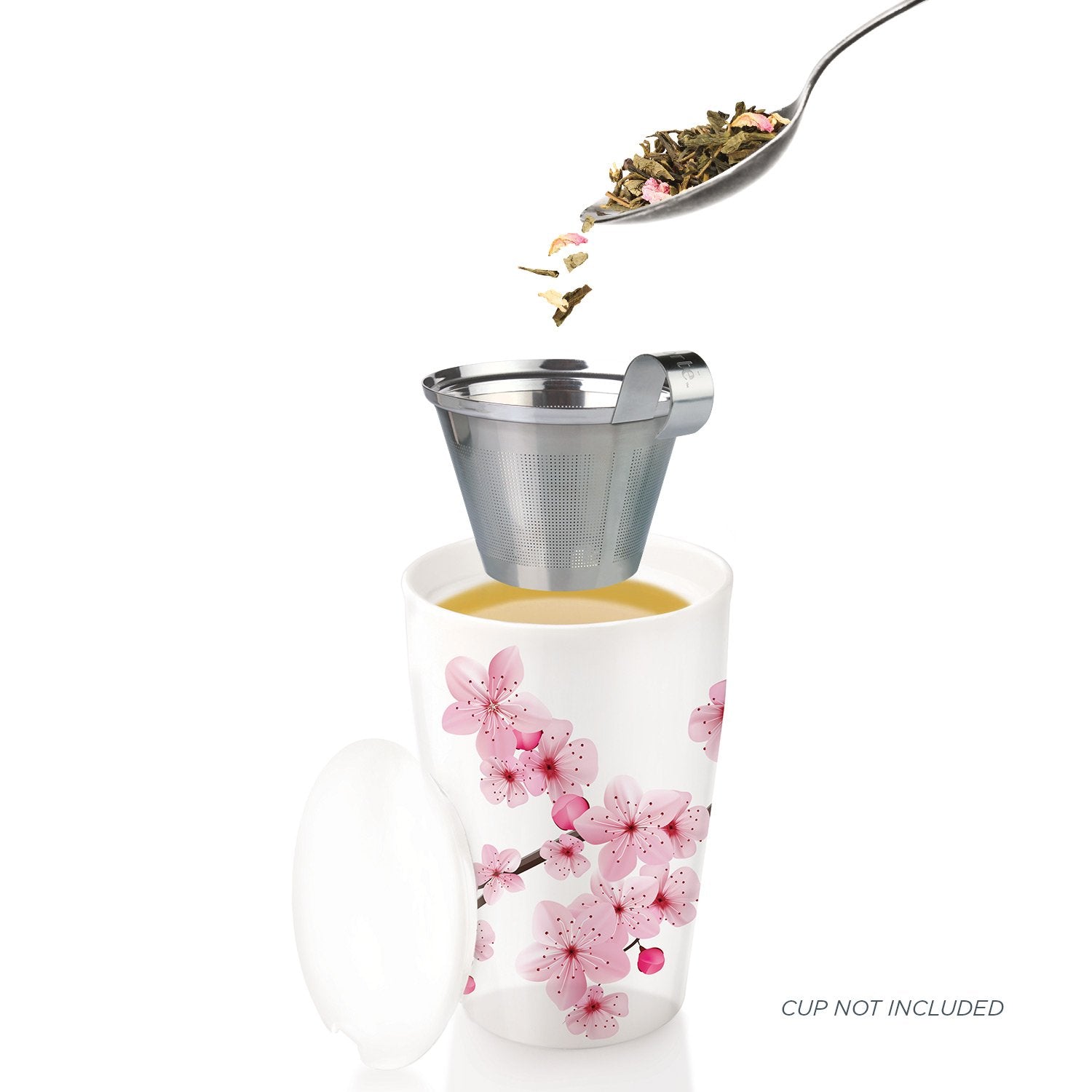 Tea Forte Cherry Blossom Premium Loose Leaf Caffeinated Green Tea Blend Canister, Makes 35-50 Cups, Round Canister