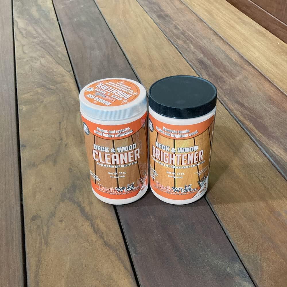 Deck & Wood Cleaner + Brightener Removes Mold, Mildew, Stains, and Tannins, 32 oz. Combo 2 Part System Restores 1200 sq. ft.