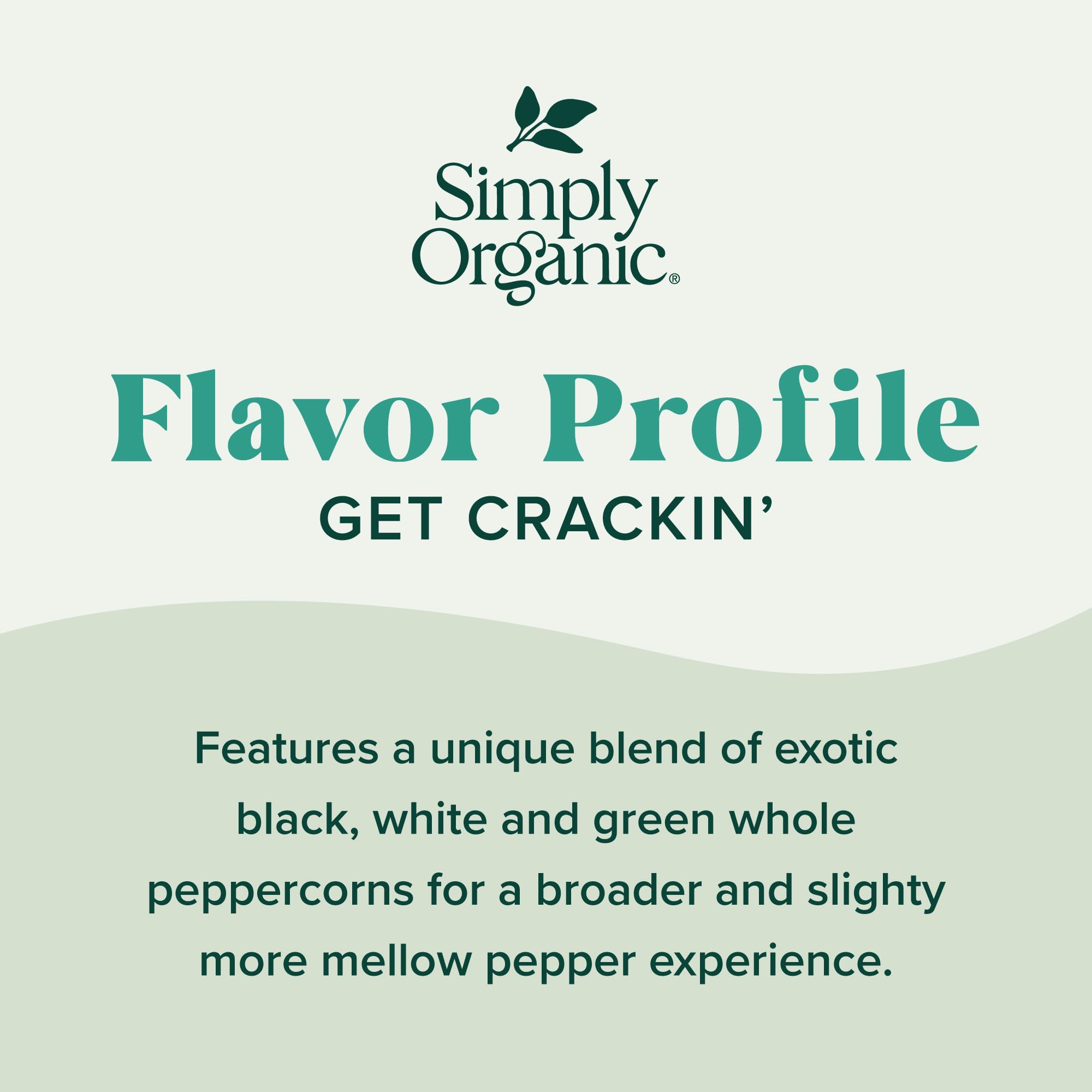 Simply Organic Whole Pepper Grinder, 3 Ounce Bottle, Blend of Black, White and Green Peppercorn for Complex Flavor