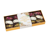 Chocolate Covered Dates Stuffed with Walnuts - 15 Piece Gourmet Gift Box - Dark & White Chocolate Assortment with Pistachios & Rose Petals - Luxury