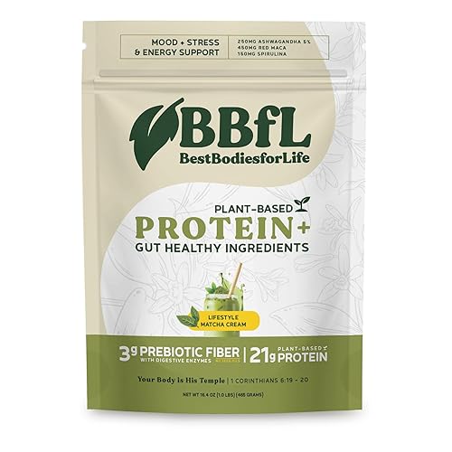 BBfL Plant-Based Protein Shake - 21g Vegan Protein, Matcha + Apple Cider Vinegar, Prebiotics, Digestive Enzymes, Adaptogens for Stress & Mood Support