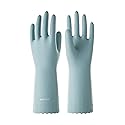LANON Protection wahoo Skin-Friendly Dishwashing Cleaning Gloves, Dishwashing Kitchen Gloves with Cotton Flocked Liner, Non-Slip, Surf Spray, Large