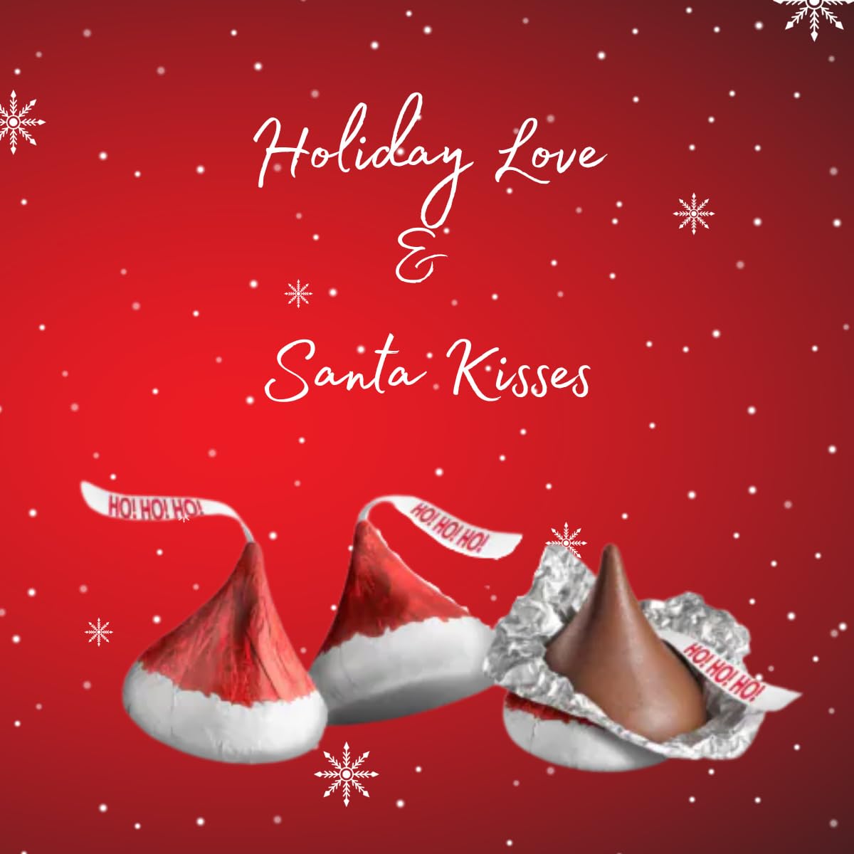 Candykrave Hershey'ss Santa Hat Kisses Milk Chocolate candy - (1LB 90 pcs) - Bulk chocolate Silver Foil Candy variety pack - Delicious Treats