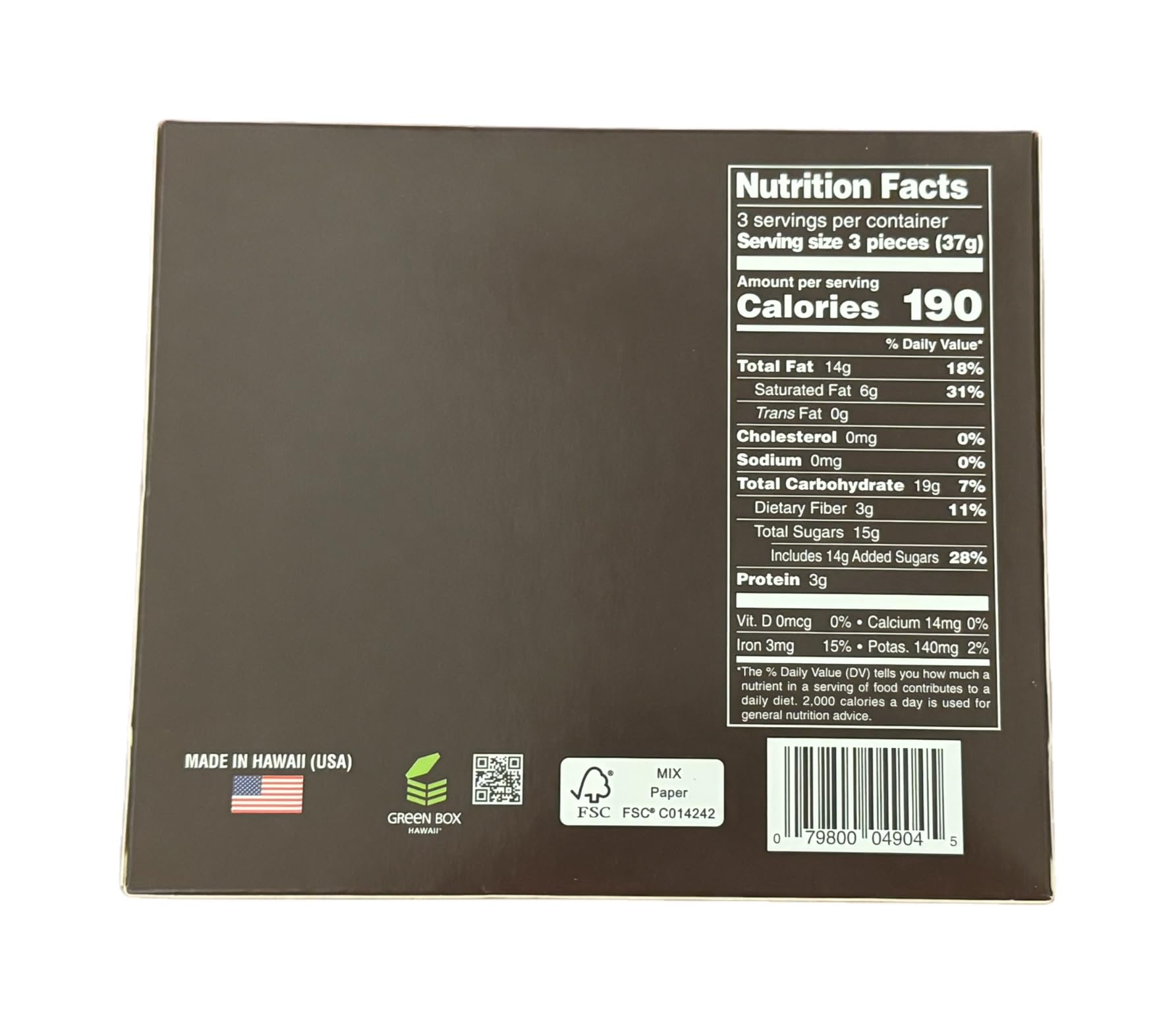 Hawaiian Sun Dark Chocolate Covered Macadamia Nuts - 9 Pieces (4 oz / 113 g)