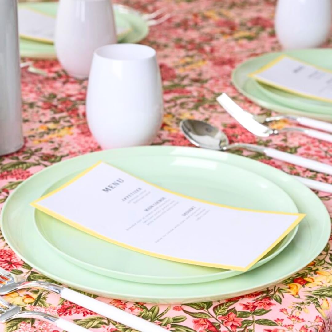Blue Sky Edge Collection Mint Green Disposable Plastic Plates 6.3" - 10 Count, Stylish & Sturdy Disposable Dinnerware for Parties, Events