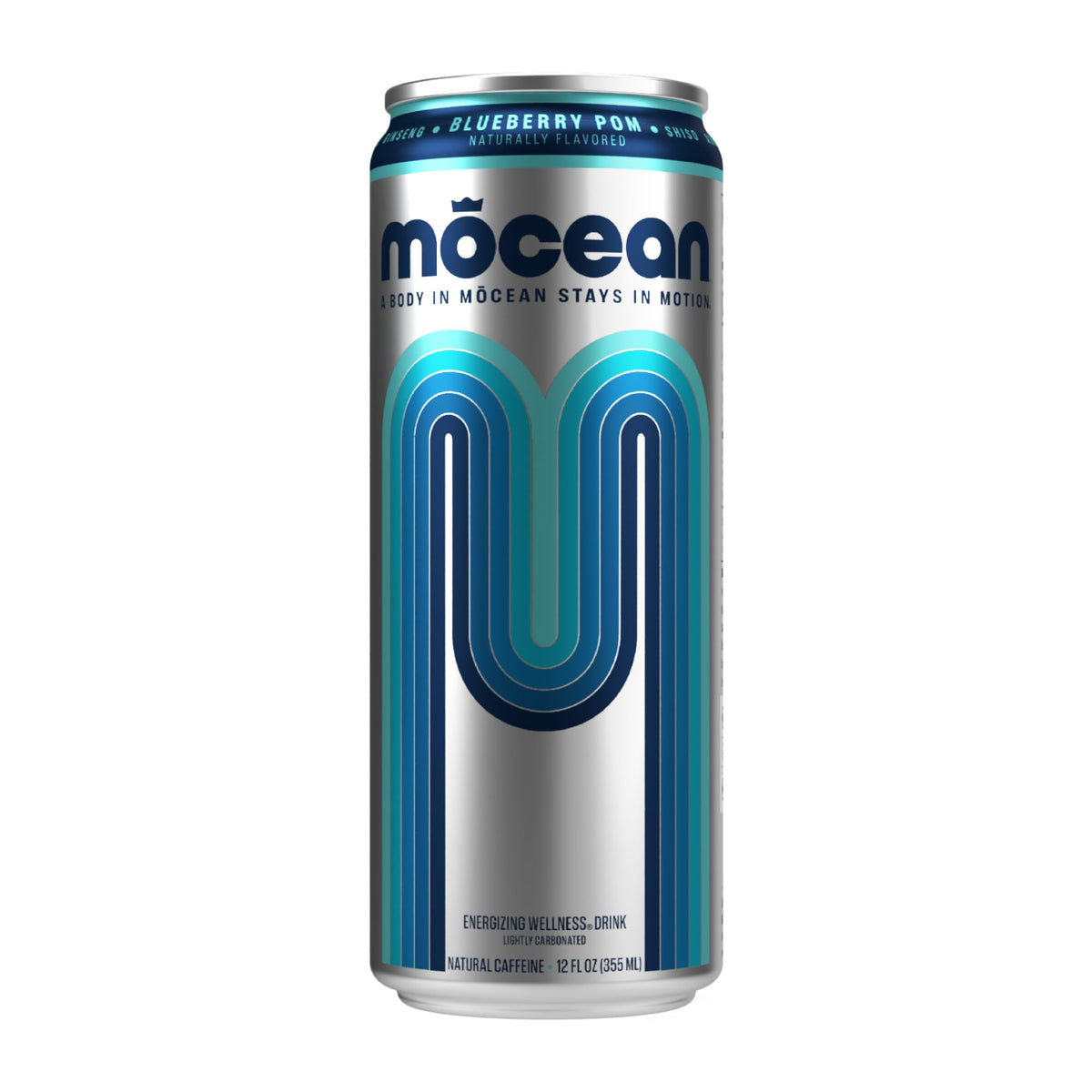 M?CEAN Blueberry Pomegranate Energy Drink, 12-Pack (12 fl oz) Clean Adult Energy Drink with 130mg Natural Caffeine, Adaptogens & Minerals, No Taurine