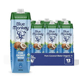 Blue Monkey Organic Coconut Water - 100% Pure Coconut Water from Vietnam - No Sugar Added - USDA Organic, Non-GMO, Kosher, Halal, Shelf Stable