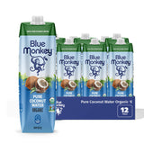 Blue Monkey Organic Coconut Water - 100% Pure Coconut Water from Vietnam - No Sugar Added - USDA Organic, Non-GMO, Kosher, Halal, Shelf Stable