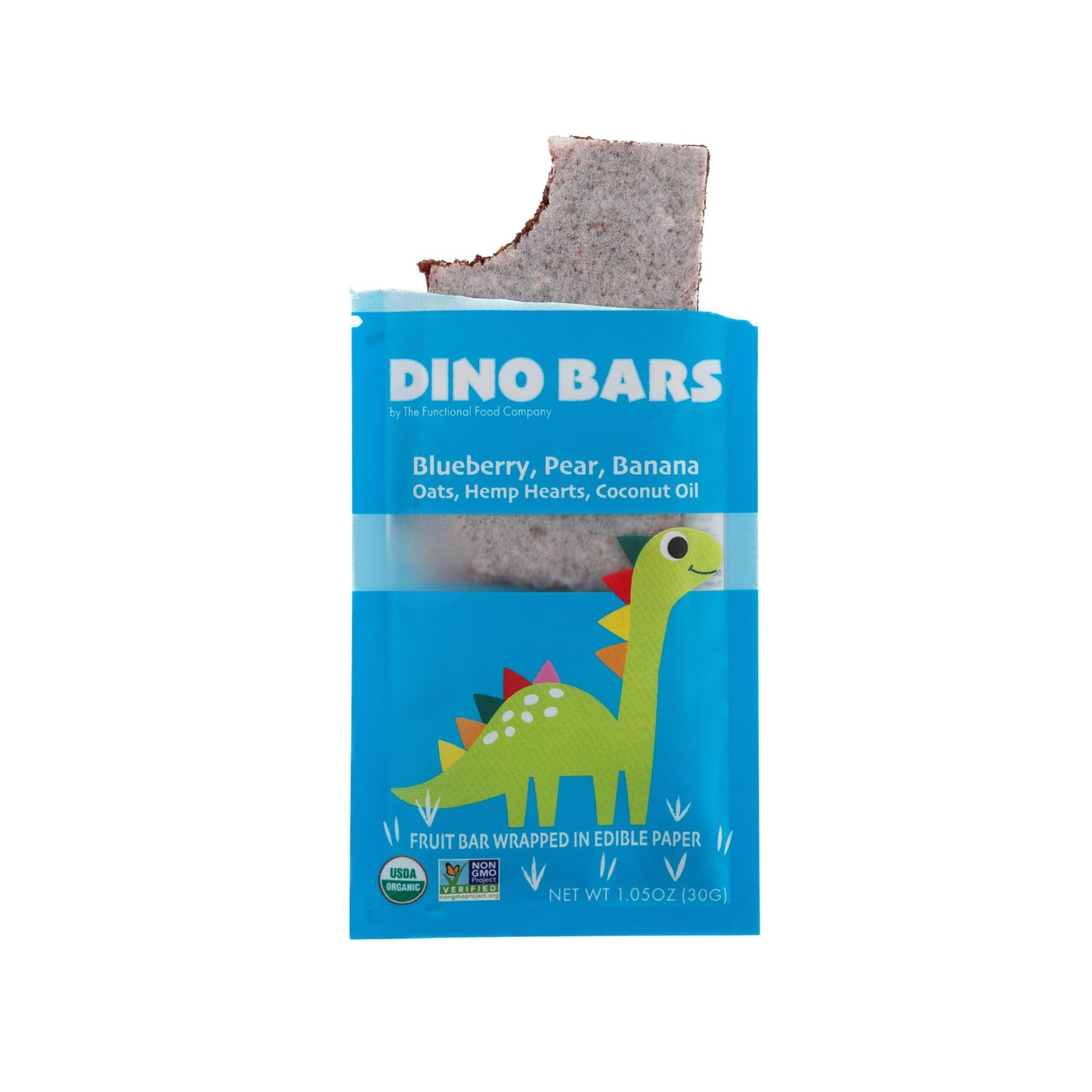 Dino Bars | Organic Fruit Bar for Kids | Organic Toddler Bars and Dinosaur Snacks | Fruit + Oats + Hemp Hearts with Edible Paper | Blueberry Kids Bar