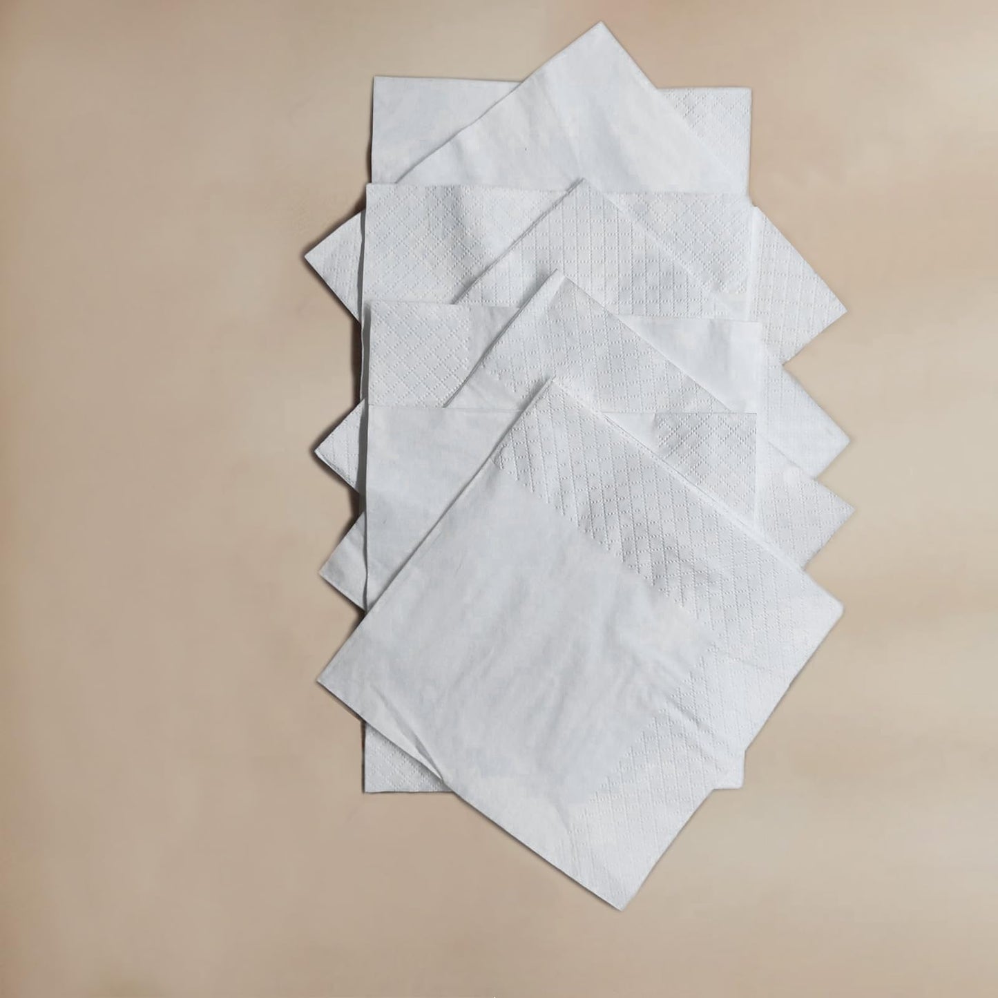 200 Count Napkins 2 Ply Plain White Beverage Napkins Disposable Four Fold Cocktails Paper Napkins 4.9" X 4.9" folded for Party and Every Day Use