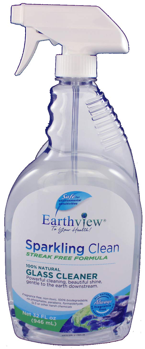 Earthview Glass Cleaner, Fragrance Free, 2 pk/ 32 oz- Designed for Environmental Sensitivities (MCS, EI, MI)