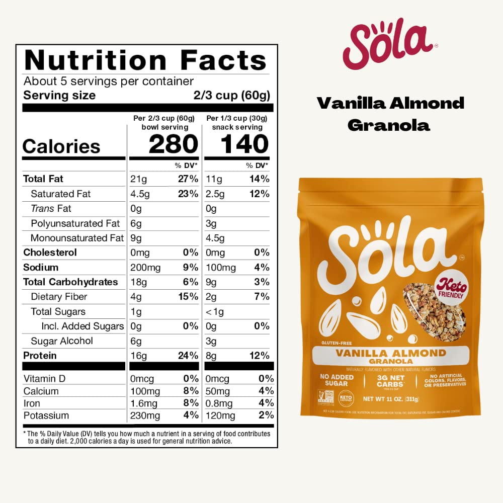 SOLA Vanilla Almond Granola, 11 Ounce