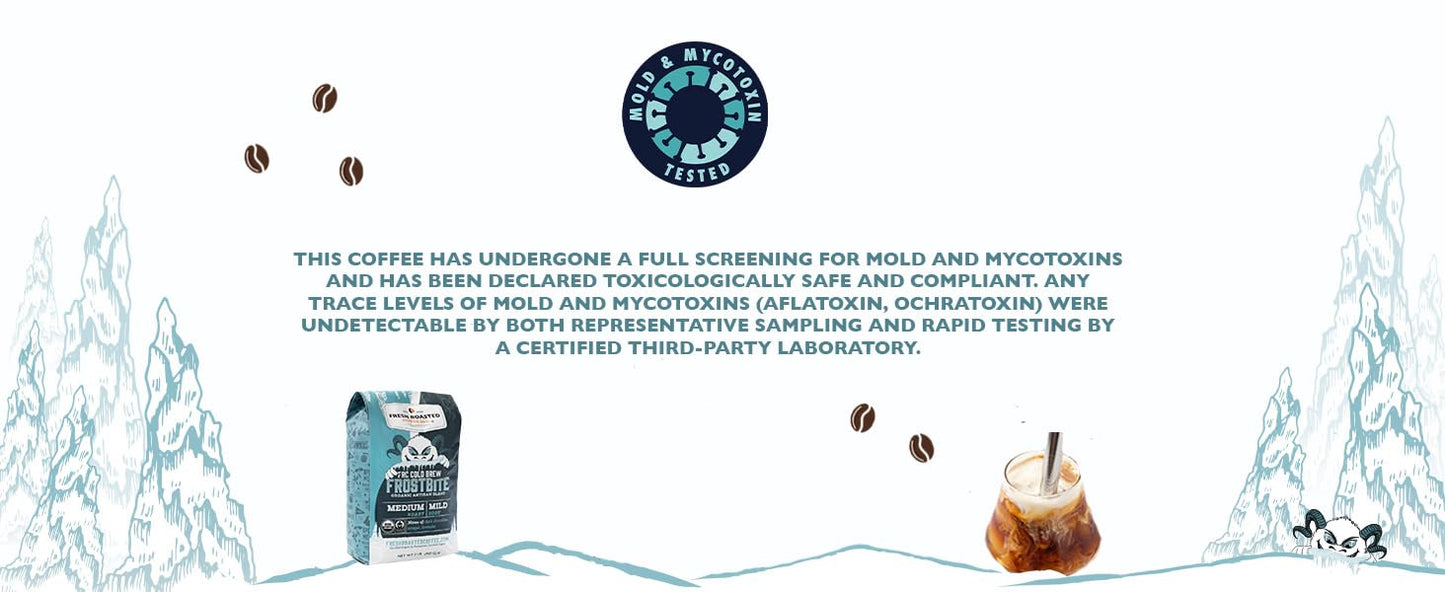 Fresh Roasted Coffee, Organic Frostbite Cold Brew Coarse Ground Coffee, Medium Roast, USDA Organic, 3rd Party Tested for Mold, Mycotoxin & Pesticides